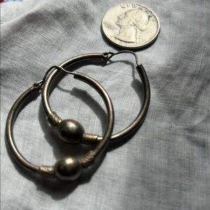 Elegant silver tarnished Hoop Earrings